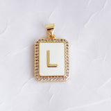 White Pearl Diamond Initial Charm