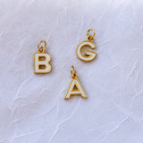 Mini White Enamel Initial Charm