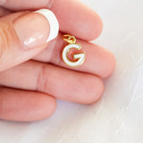 Mini White Enamel Initial Charm