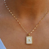 White Pearl Diamond Initial Charm
