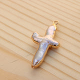 Pearl Cross Charm