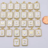 White Pearl Diamond Initial Charm