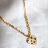 Gold Diamond Pearl Large Heart Charm