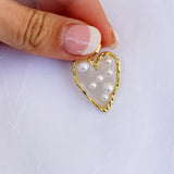 Gold Heart Pearl Charm