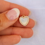 Pearl Diamond Heart Charm