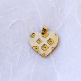 Gold Diamond Pearl Large Heart Charm