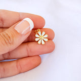 White Enamel Flower Charm