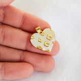 Gold Diamond Pearl Large Heart Charm